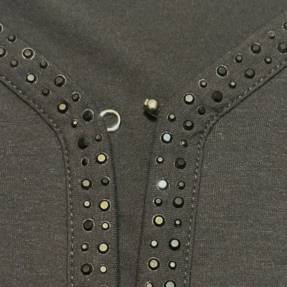 Vintage 80s Talbots Black Cardigan Size PP Embellished Trim V Neck 3/4 Sleeve - Picture 7 of 10